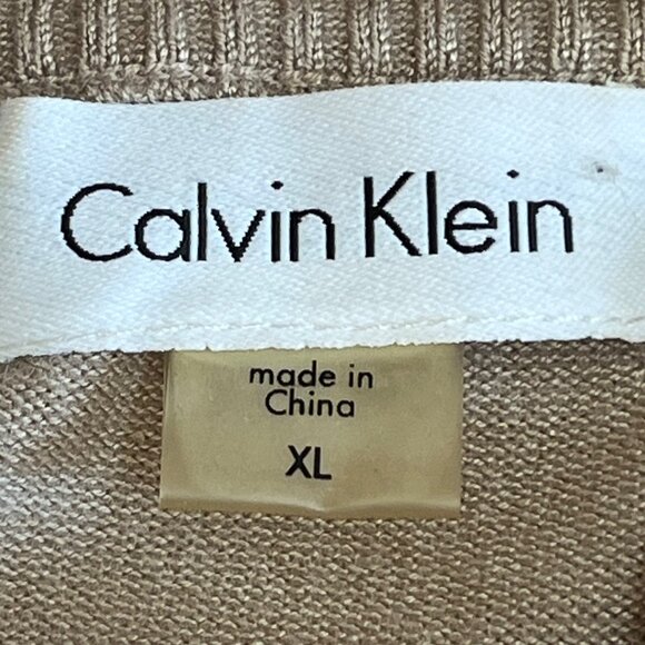 Calvin Klein Womens‎ Tan Long Sleeve Sweater Dress Knee Studded Half-Zip Size XL - Picture 2 of 9